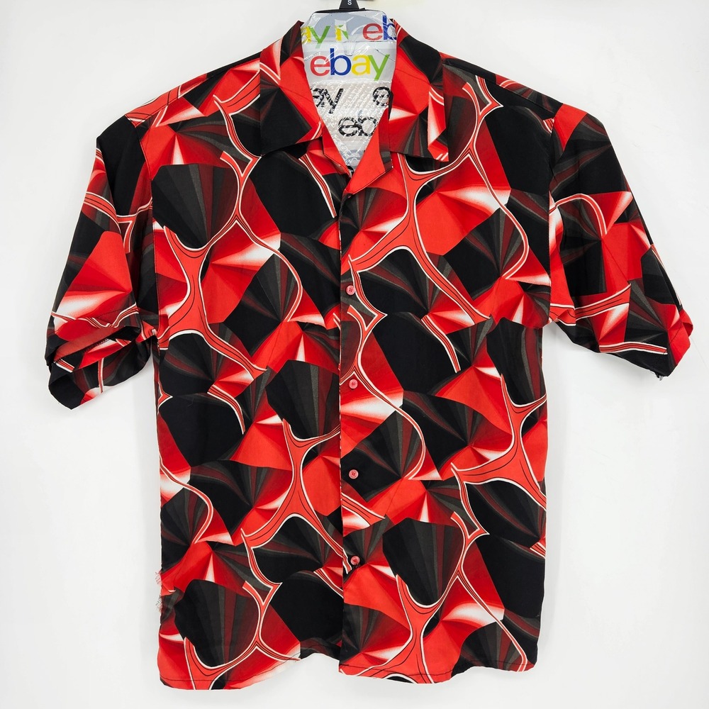 Vintage Cool J Shirt Mens XXXL Red All Over Print Y2K Button Up Hip Hop